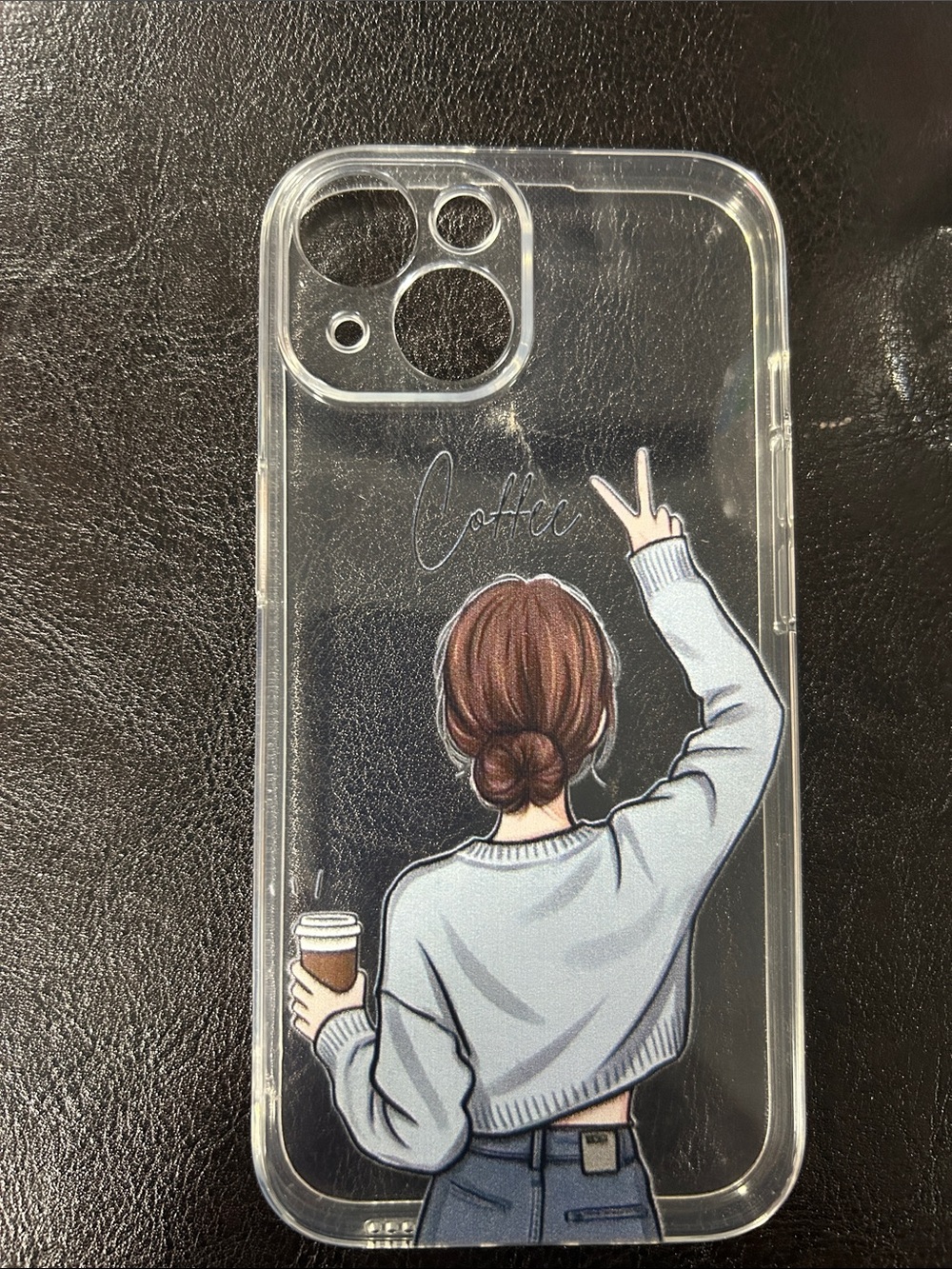 Clear Coffee Girl Phone Case - Transparent Brown Accent For IPhone 15
